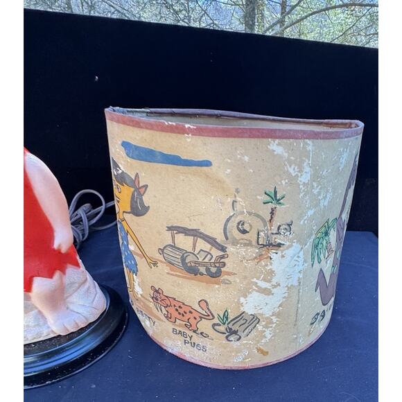 Rare 1961 Flintstones Fred table Lamp & Poor Cond Shade Works! Hannah Barbera -2 - Picture 2 of 13